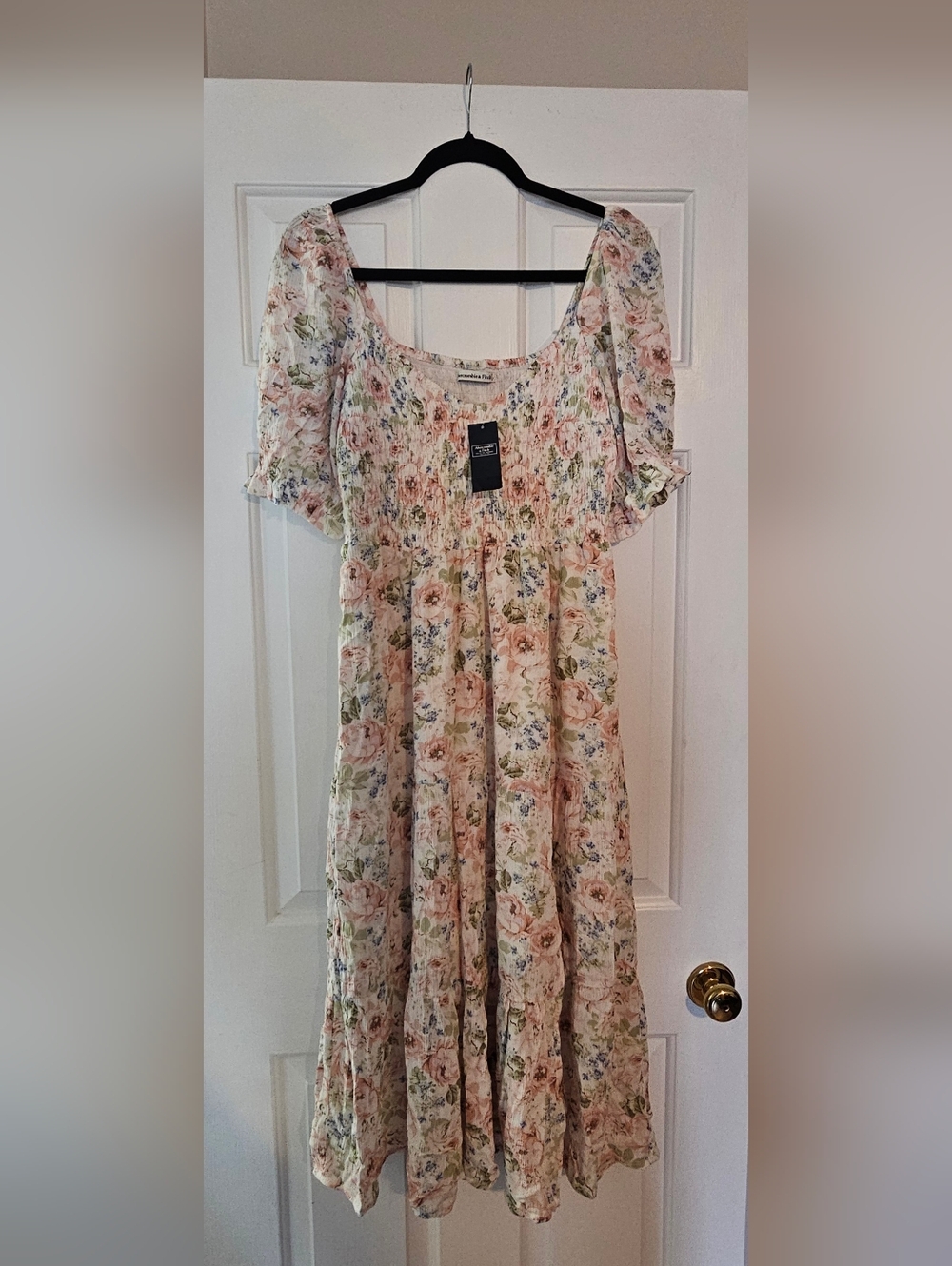 Abercrombie & Fitch Floral Smocked Dress - Pink & Cream